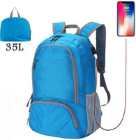 حقيبة ظهر USB قابلة للطي وخفيفة الوزن مقاومة للماء للتنزه في السفر