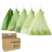 حقيبة شبكية من Ecology RPET قابلة للغسل وقابلة لإعادة الاستخدام لخضروات الفاكهة