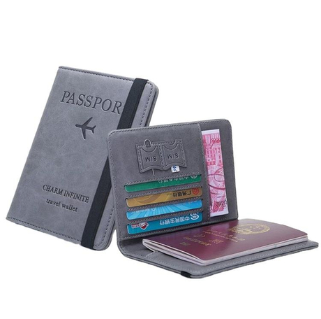 الفاخرة بو الجلود غطاء جواز السفر حامل بطاقة الائتمان محفظة السفر مكافحة سرقة حاملي جواز سفر RFID للرحلات الجوية