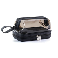 حقيبة مكياج بلاستيكية شفافة سوداء مقاومة للماء حقيبة تخزين مستحضرات التجميل حقيبة أدوات الزينة المحمولة