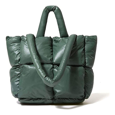 حقيبة تسوق منفوخة مبطنة للنساء حقيبة تسوق كبيرة مبطنة ناعمة للأسفل حقيبة يد شتوية من النايلون